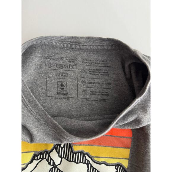 Patagonia Youth Graphic T-Shirt – Gray | Mountains Logo - Picture 4 of 5